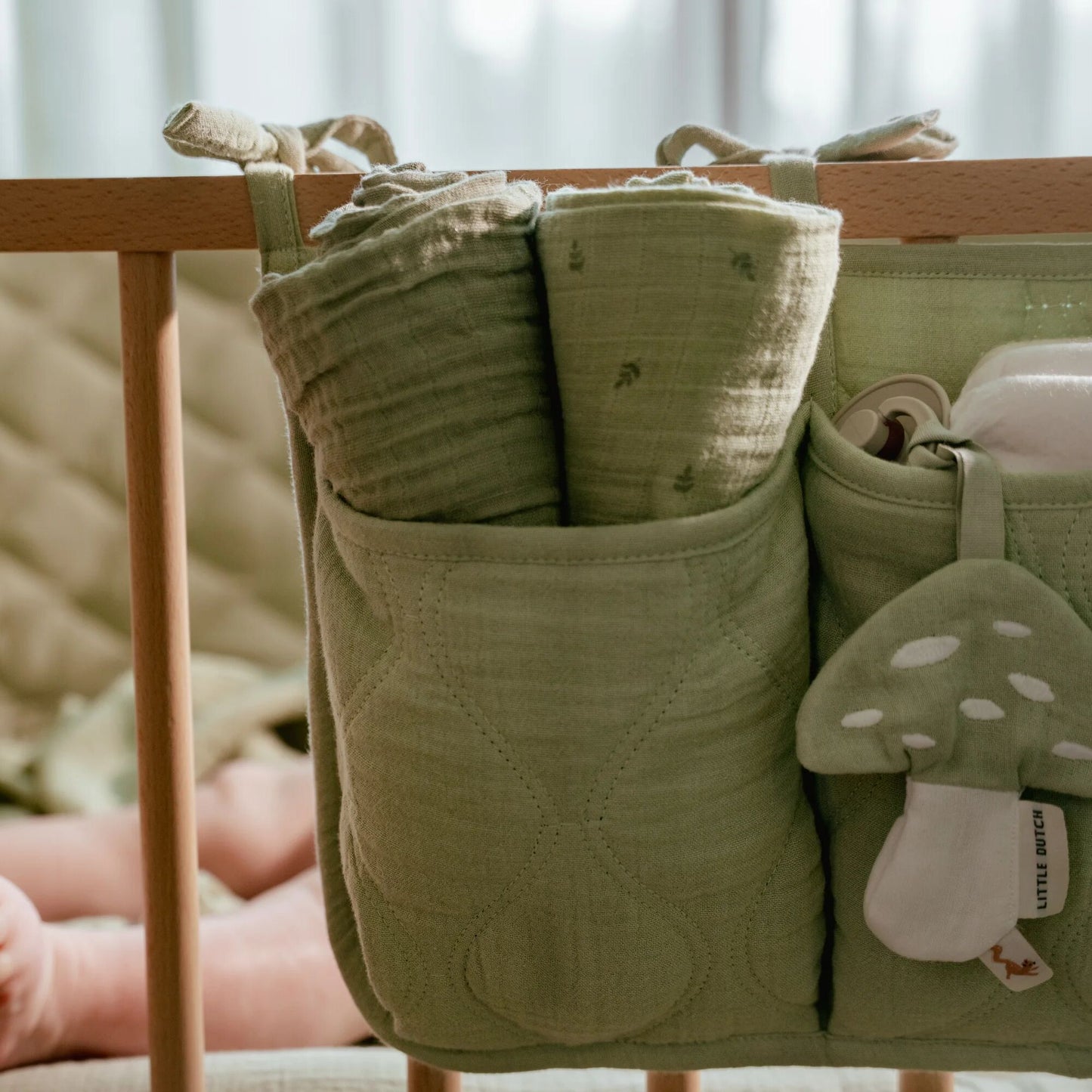 LITTLE DUTCH. Σετ 2 πανάκια αγκαλιάς από μουσελίνα Pure Sage 70x70