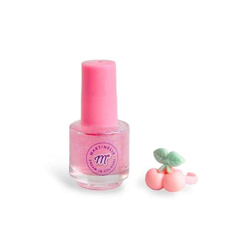 Martinelia Yummy Nail Polish Set Βερνίκι Νυχιών 5ml Ροζ Ημιδιάφανο με Γκλίτερ & Δαχτυλίδι