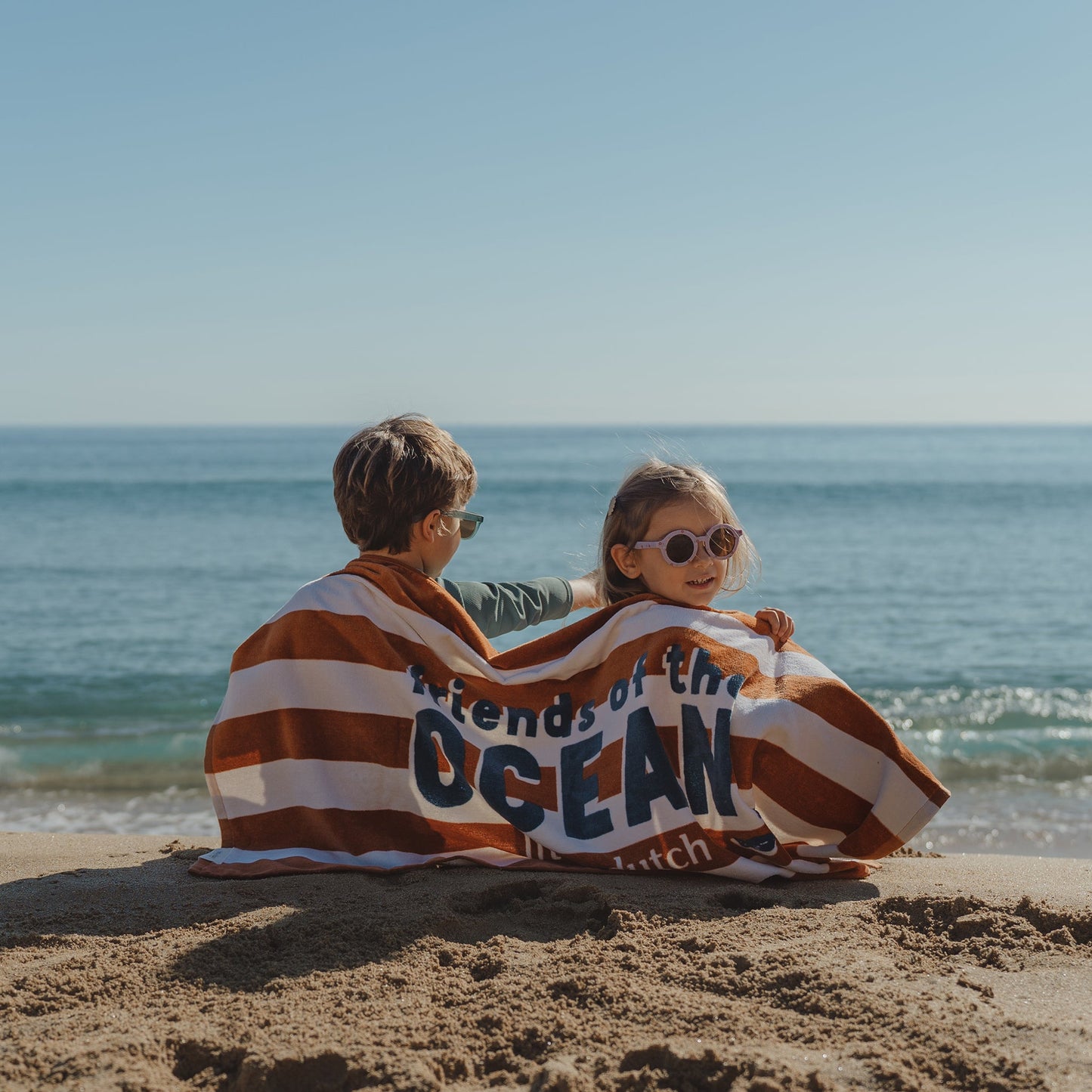 LITTLE DUTCH. Πετσέτα θαλάσσης Ocean World Brown Stripe - 60x120