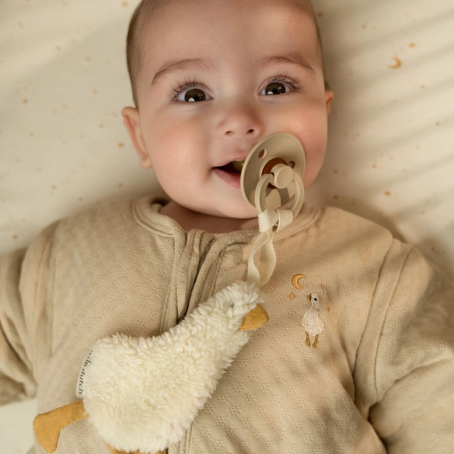 LITTLE DUTCH. Υφασμάτινο ντουντού Χήνα με κλιπ πιπίλας