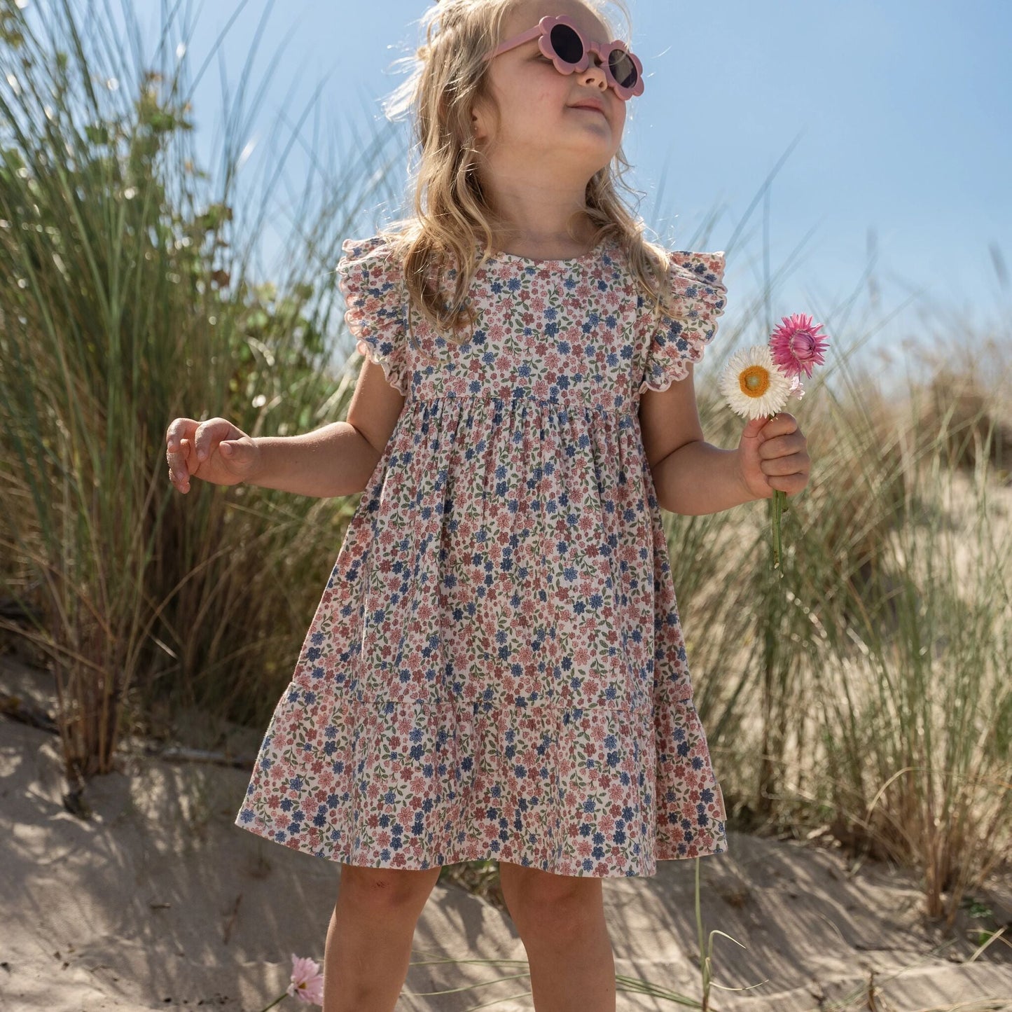 LITTLE DUTCH. Φορεματάκι αμάνικο με βολάν Meadow Flowers