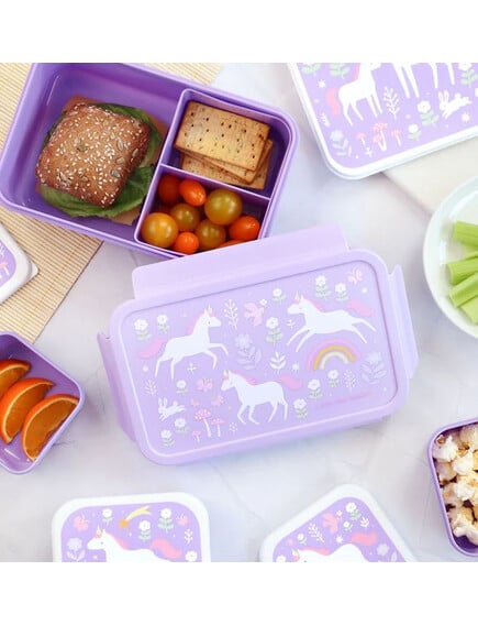A little lovely company: Δοχείο φαγητού Bento με χωρίσματα- 1,2 L- Unicorn Dreams
