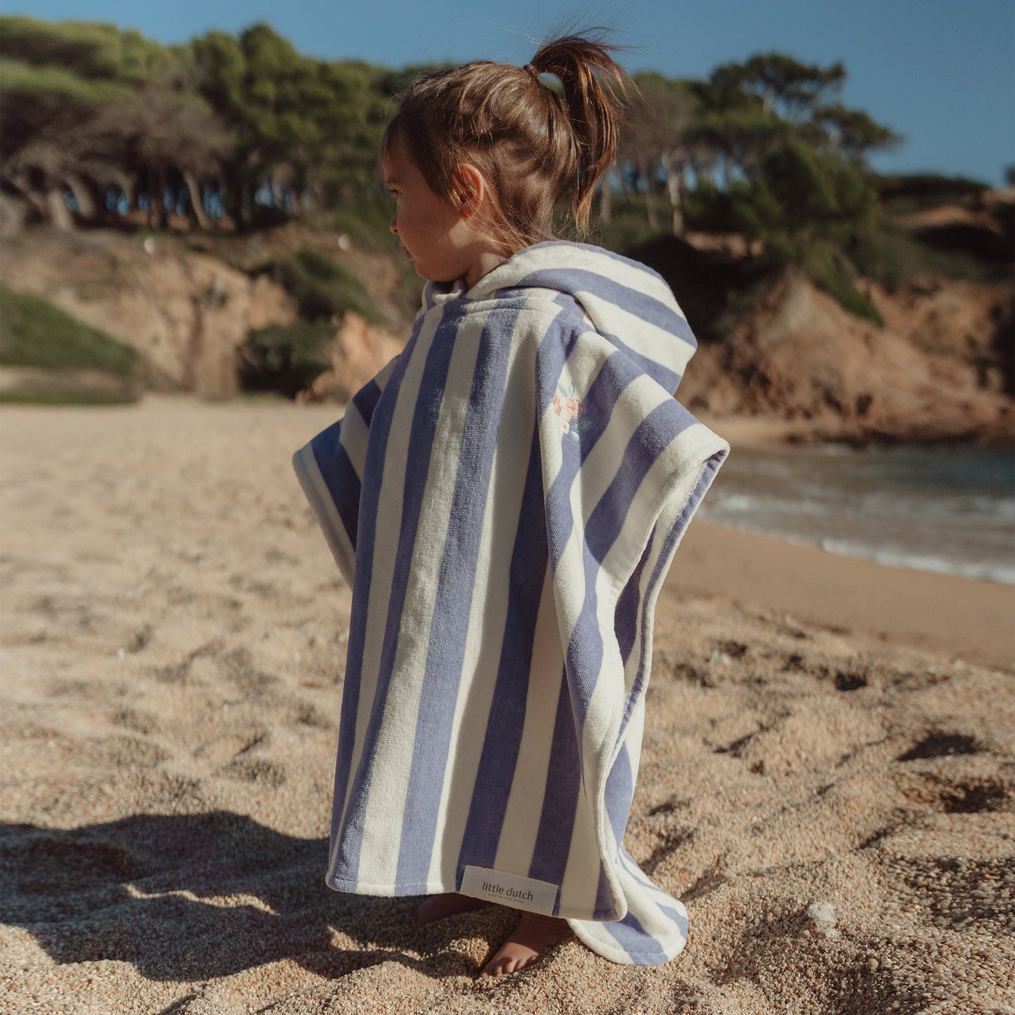 LITTLE DUTCH. Παιδικό πόντσο Dreamy Purple Stripe - One size