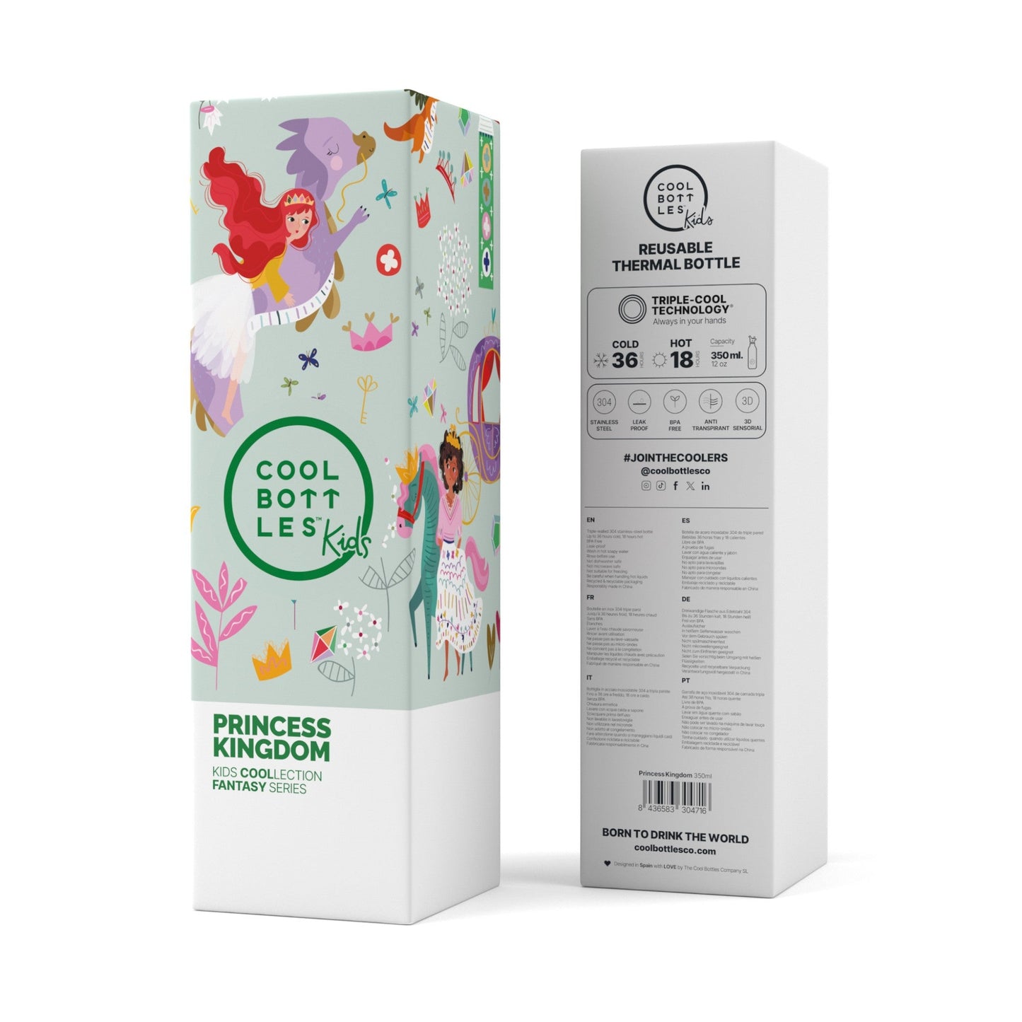 COOL BOTTLES. Ανοξείδωτο μπουκάλι Πριγκίπισσες 350ml