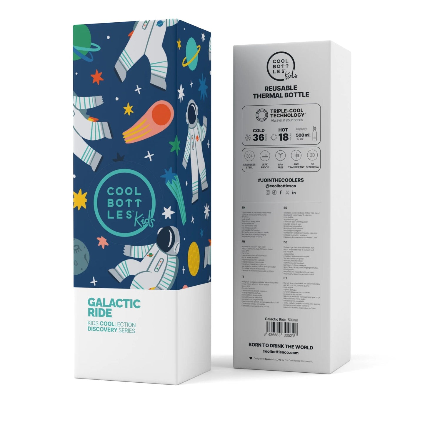 COOL BOTTLES. Ανοξείδωτο παιδικό μπουκάλι Galactic Ride 500ml