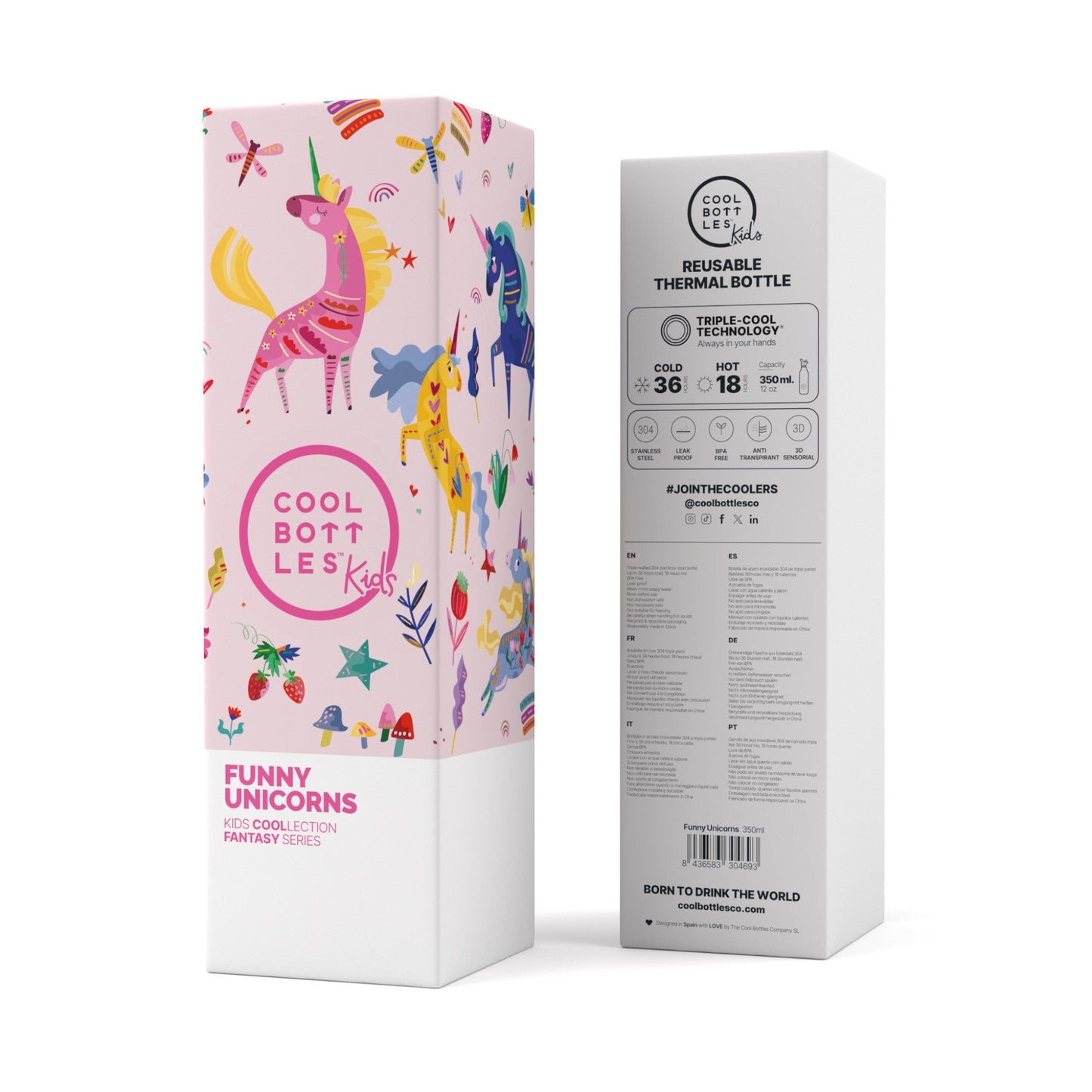 COOL BOTTLES. Ανοξείδωτο μπουκάλι Αστείοι Μονόκεροι 350ml