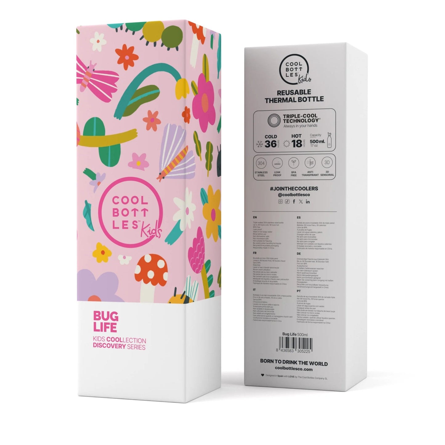 COOL BOTTLES. Ανοξείδωτο παιδικό μπουκάλι Bug Life 500ml