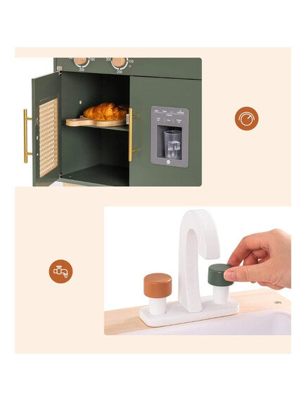 A-Play: Ξύλινη παιδική κουζίνα με κατσαρολικά- Vintage green