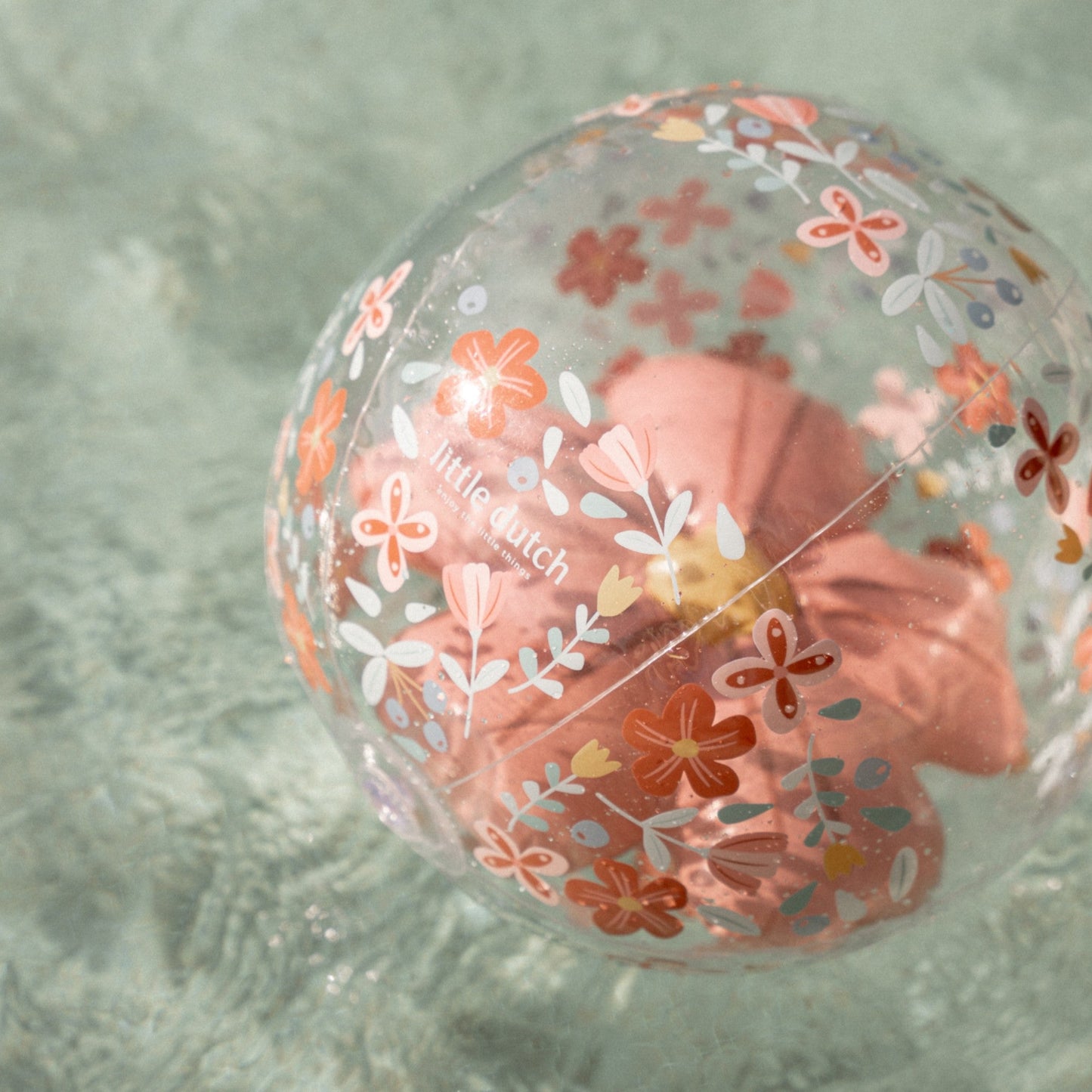 LITTLE DUTCH. Μπάλα παραλίας 3D Pink Flowers