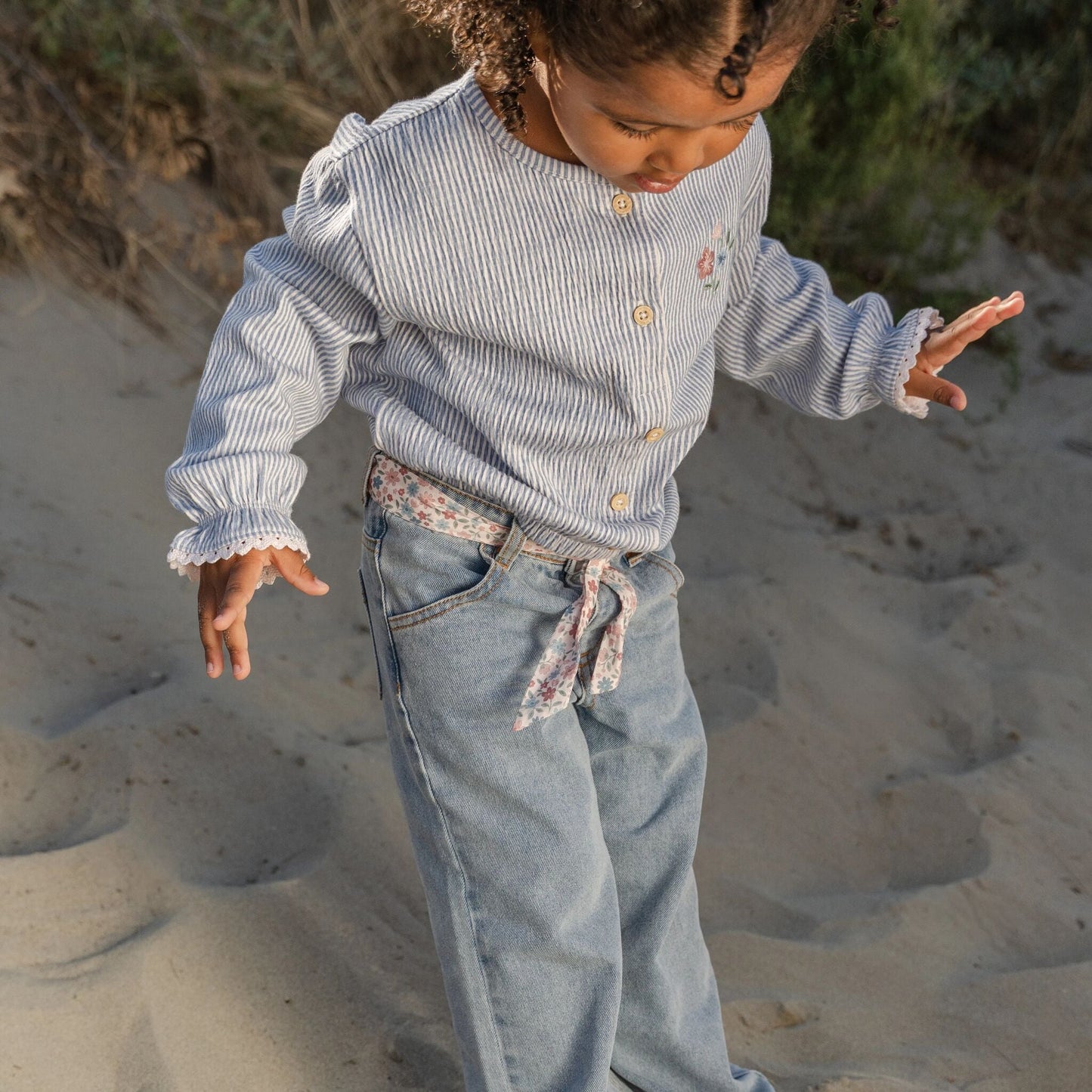 LITTLE DUTCH. Παντελόνι με ζωνάκι Denim