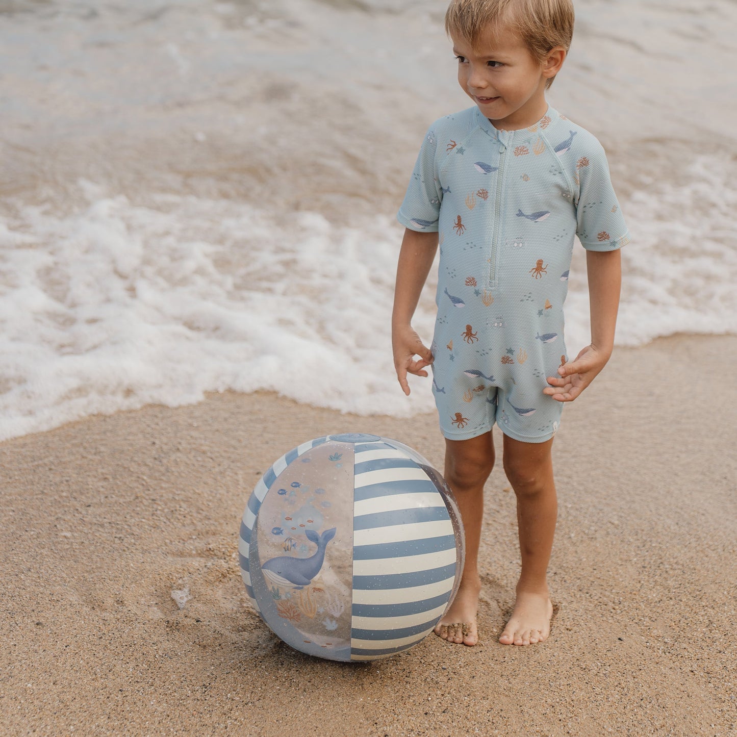 LITTLE DUTCH. Ολόσωμο κοντομάνικο μαγιό Ocean Friends