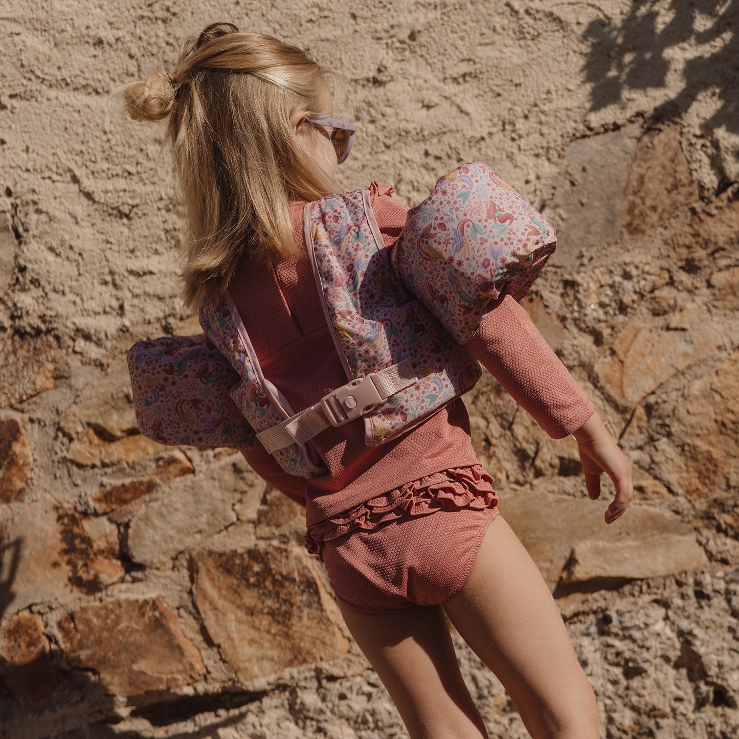 LITTLE DUTCH. Παιδικό μαγιό μπικίνι με βολάν Dreamy Pink Sparkle