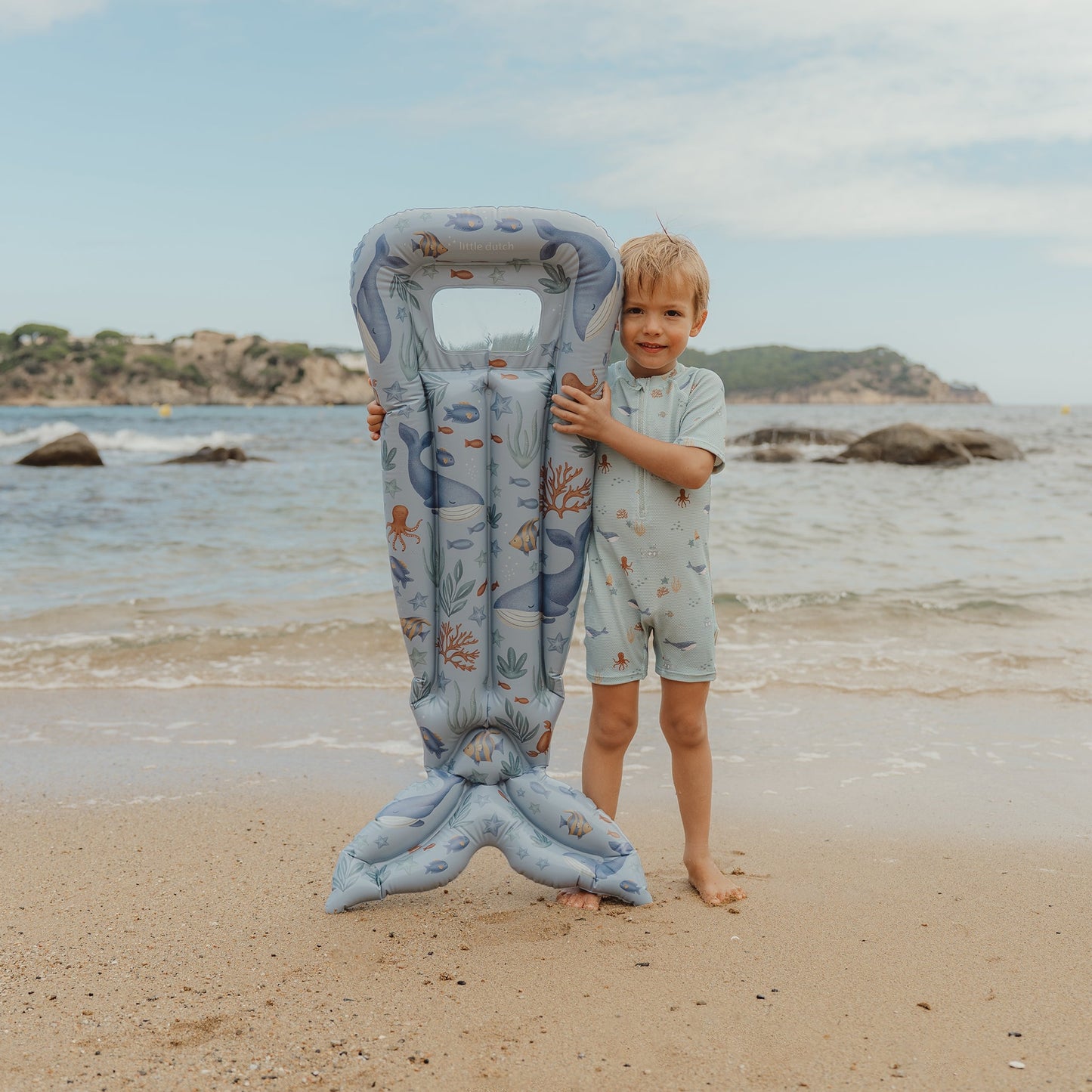 LITTLE DUTCH. Ολόσωμο κοντομάνικο μαγιό Ocean Friends