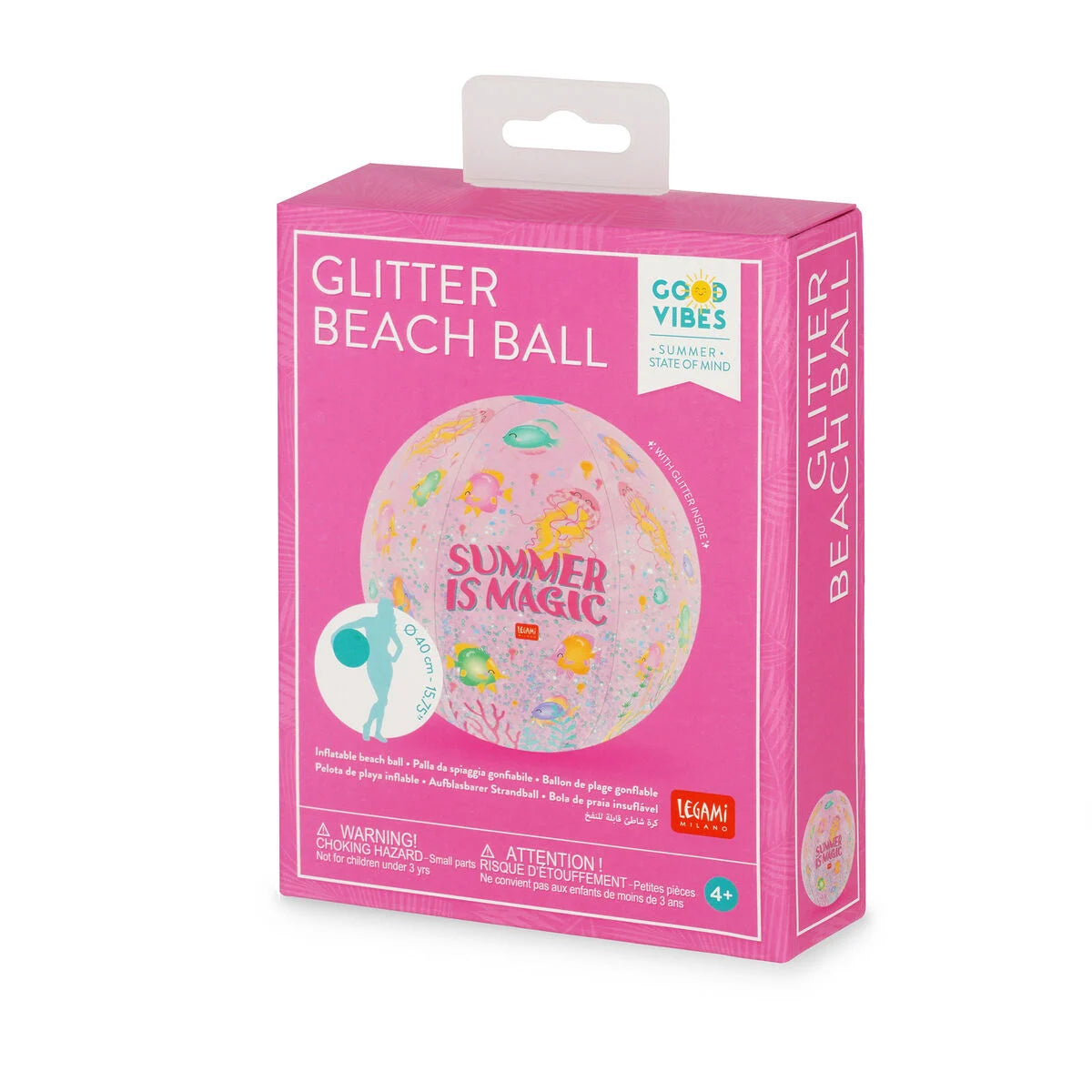 Legami. Summer is Magic Inflatable Beach Ball - Glitter Beach Ball