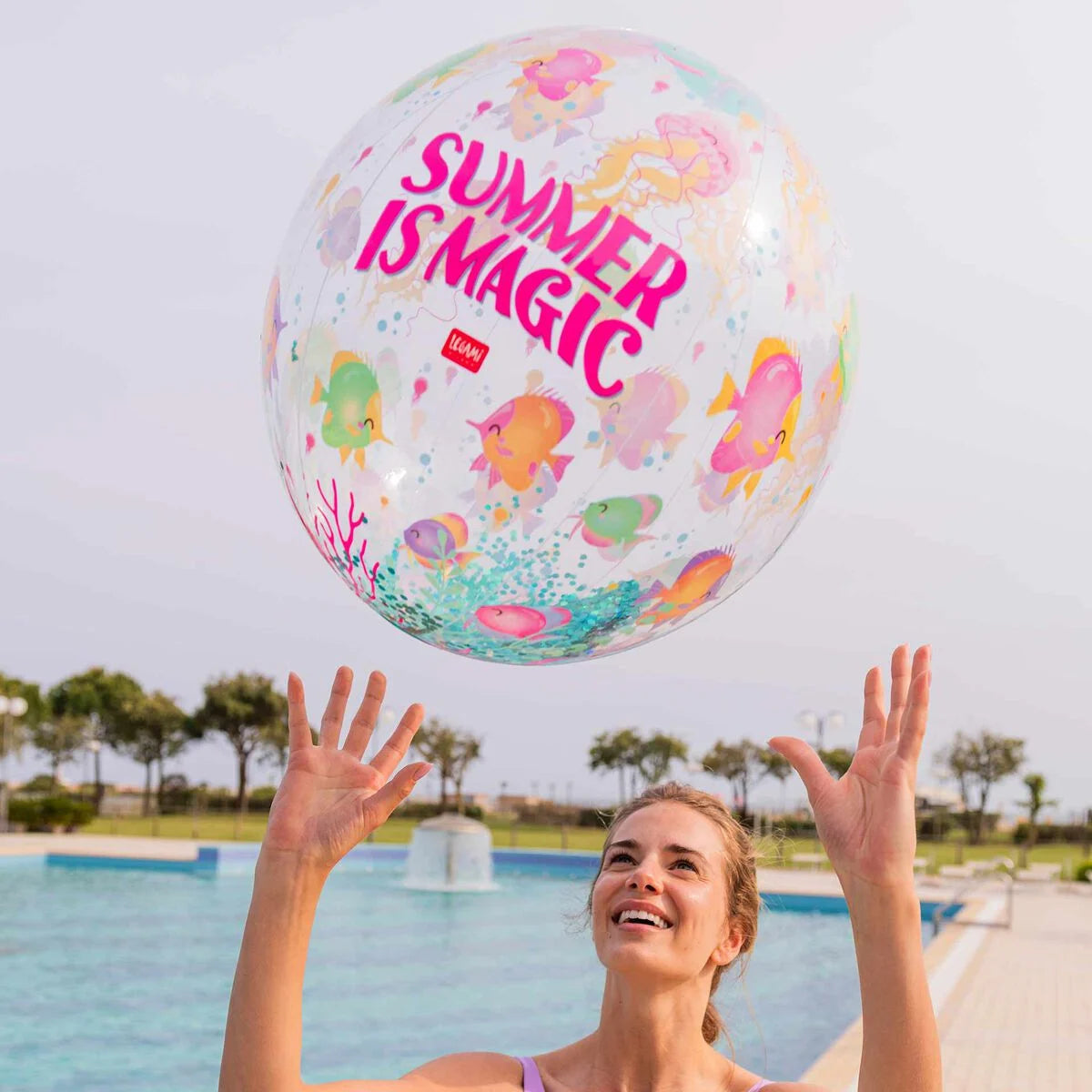 Legami. Summer is Magic Inflatable Beach Ball - Glitter Beach Ball