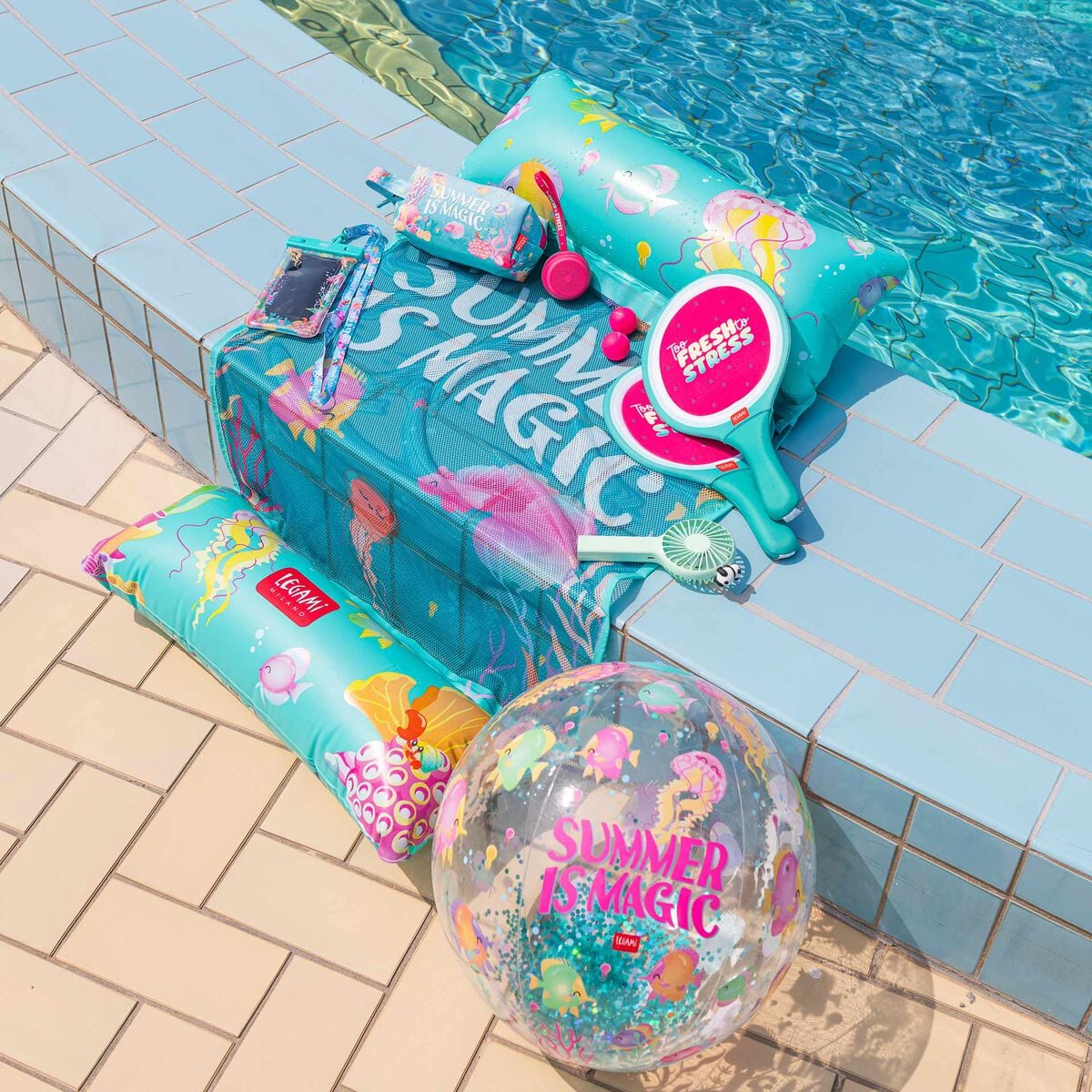 Legami. Summer is Magic Inflatable Beach Ball - Glitter Beach Ball