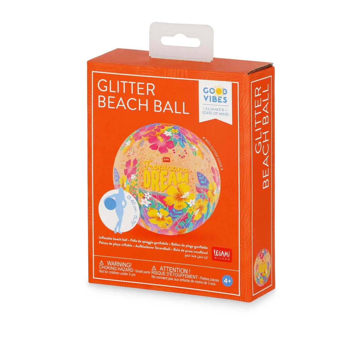 Legami. Tropicana Dream Inflatable Beach Ball - Glitter Beach Ball