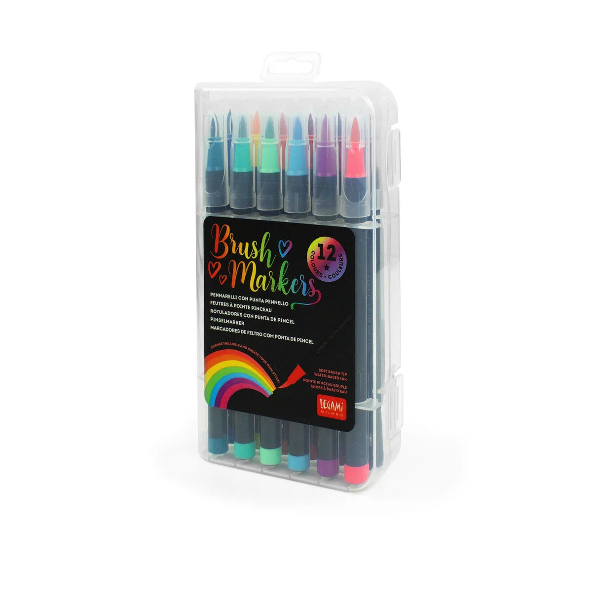 Legami Set of 12 Brush Markers in Bright Colours - Brush Mark