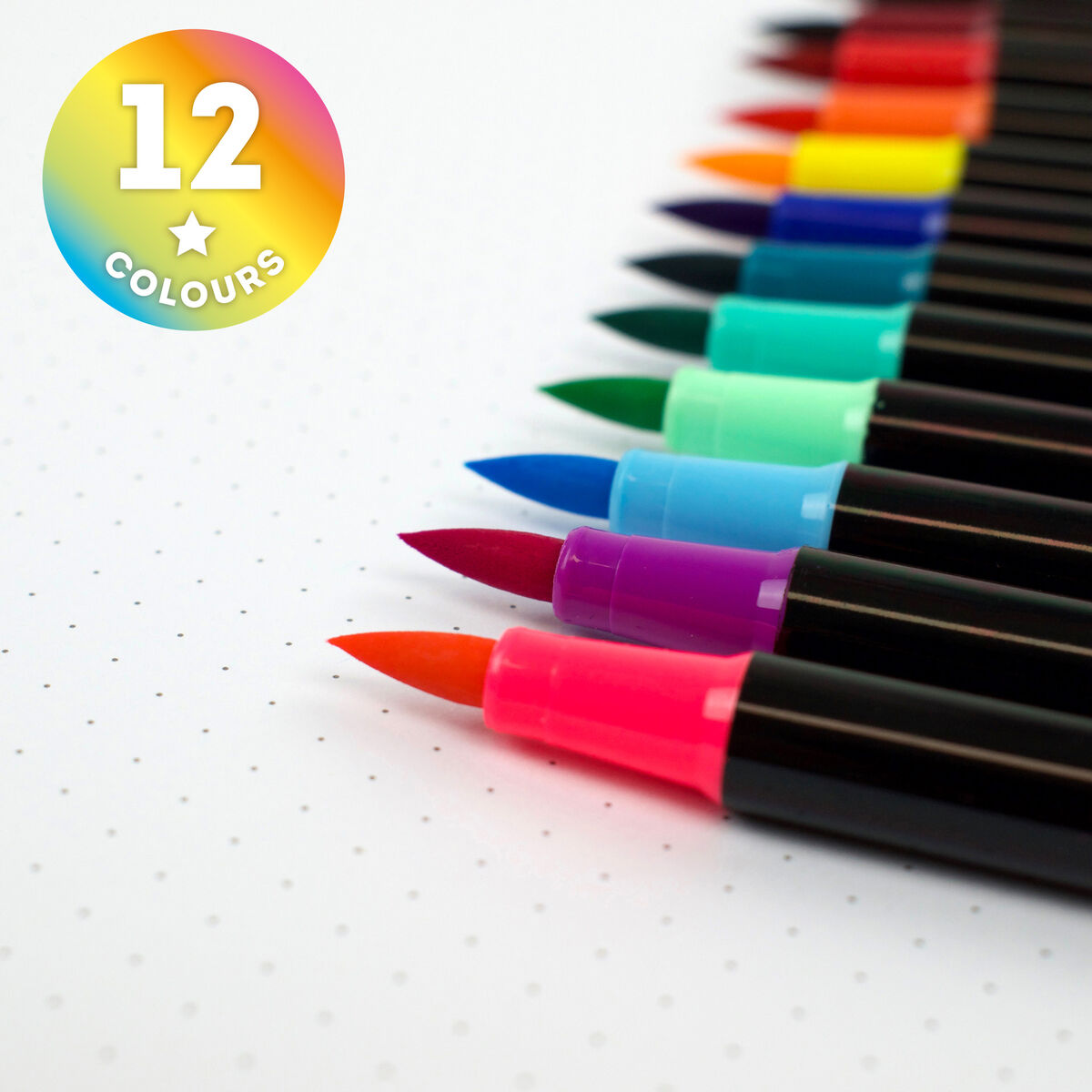Legami Set of 12 Brush Markers in Bright Colours - Brush Mark