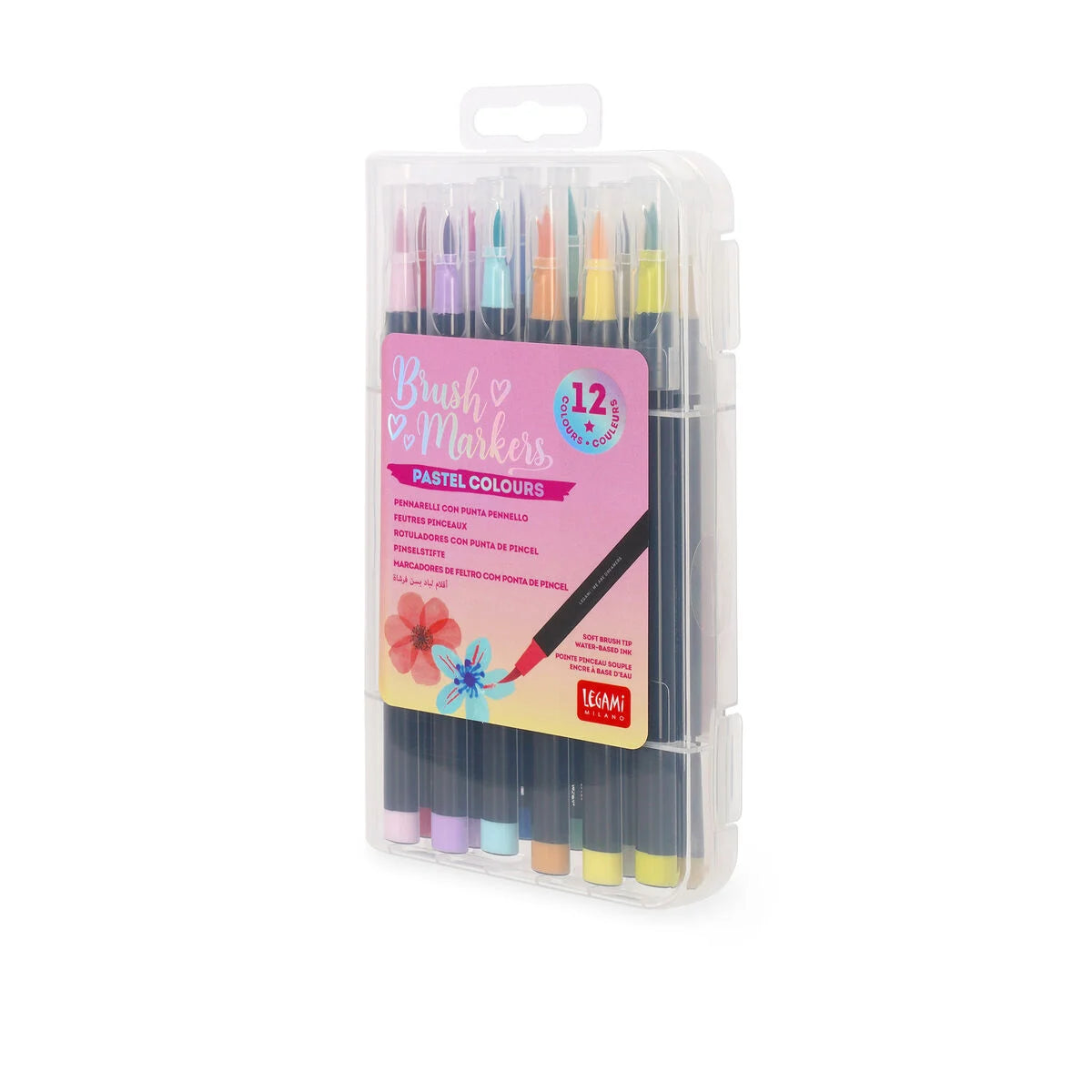 Legami Set of 12 Brush Markers in Pastel Colours - Brush Markers