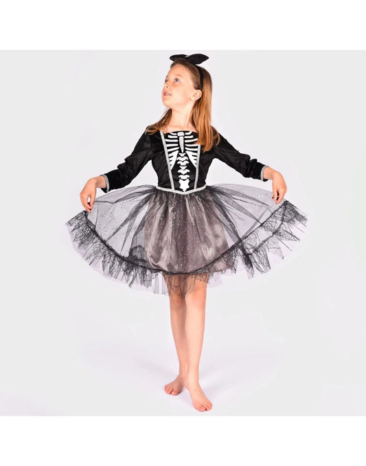 Den Goda Fen. Παιδική Στολή Skeleton Girl με Τούλι & Στέκα