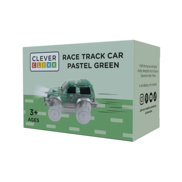 Cleverclixx. Race Track Car Pastel Green | 1 Piece