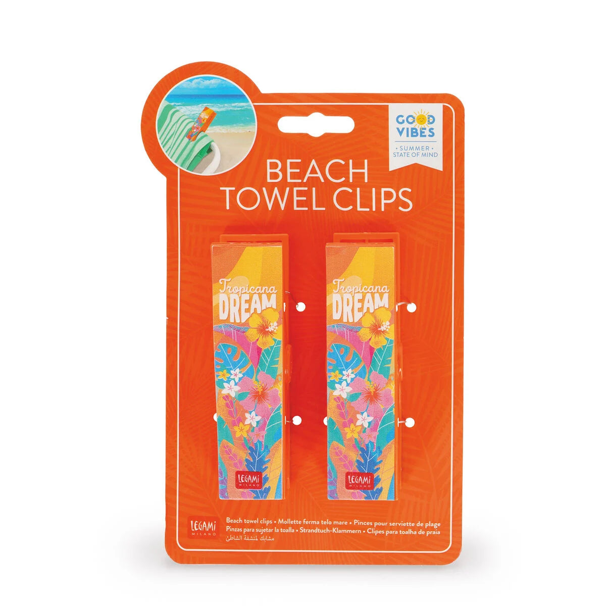 Legami. Set of 2 Beach Towel Clips - Tropicana Dream - Beach Towel Clips
