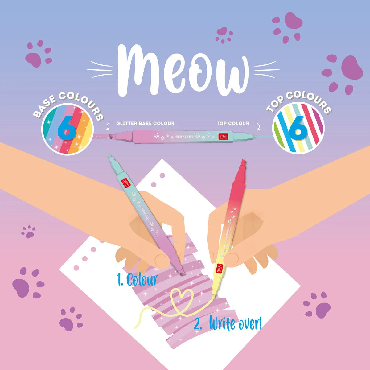 LEGAMI Σετ 6 Μαρκαδόρων Διπλής Μύτης Meow