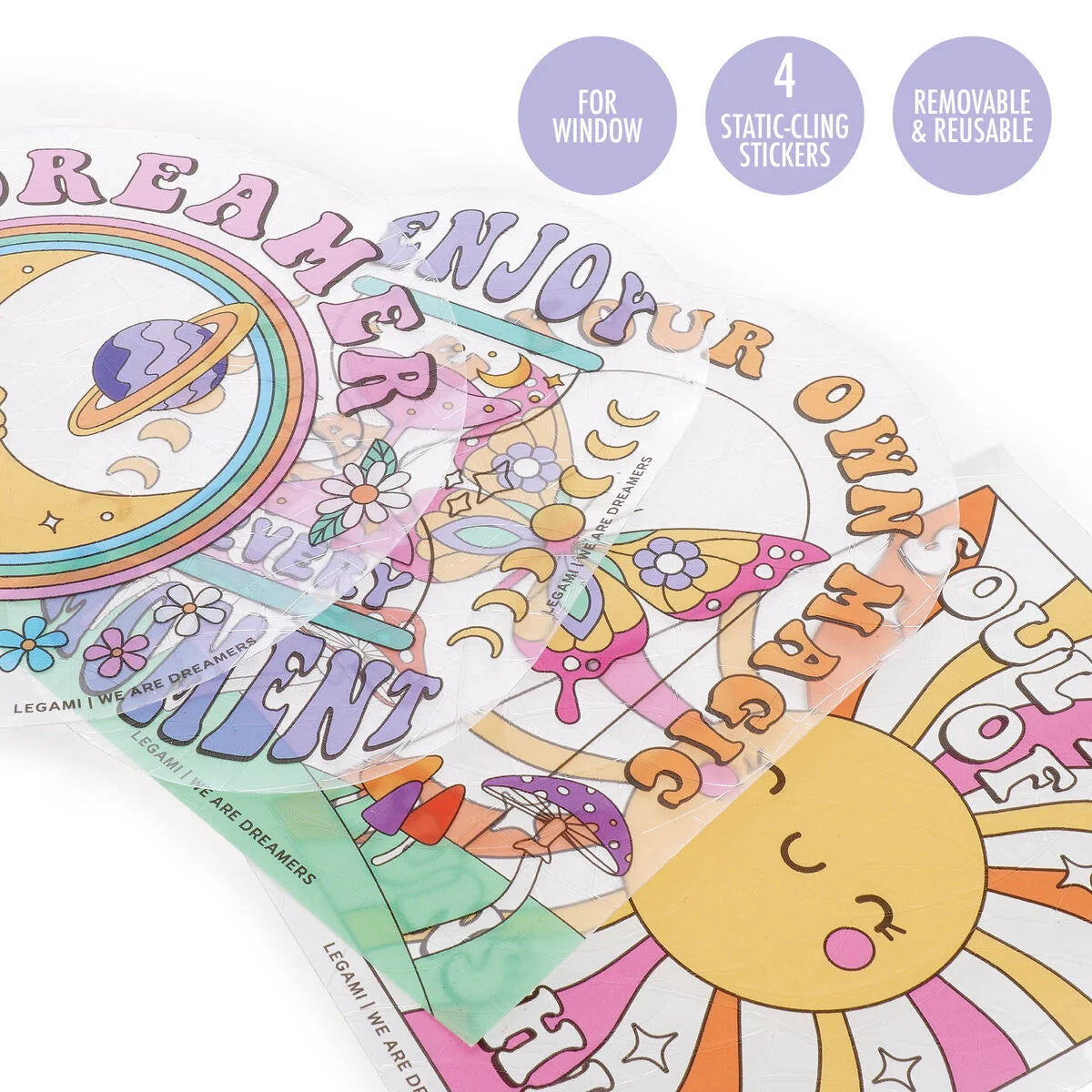 Set of 4 Static-Cling Suncatcher Stickers for Windows - Rainbow Maker