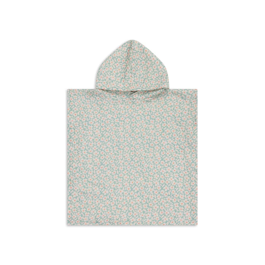 Swim Essentials: Poncho green flowers 52 x 52 cm