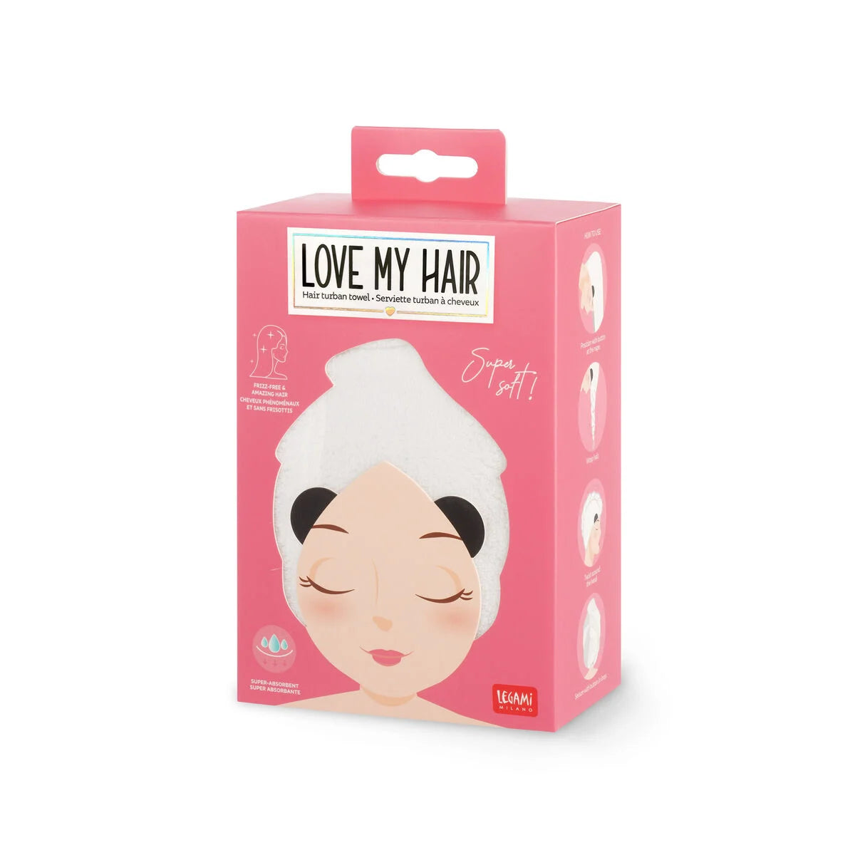 Legami Panda Hair Turban Towel - Love My Hair