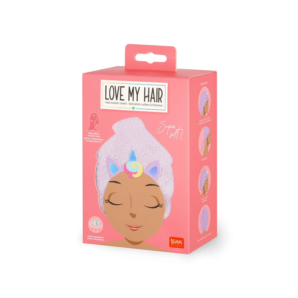 Legami Unicorn Hair Turban Towel - Love My Hair