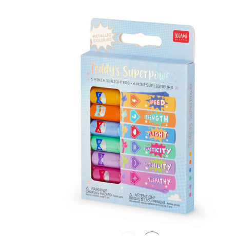 Legami. Μαρκαδοράκια Υπογράμμισης |  Set of 6 Mini Highlighters - Teddy's Superpower
