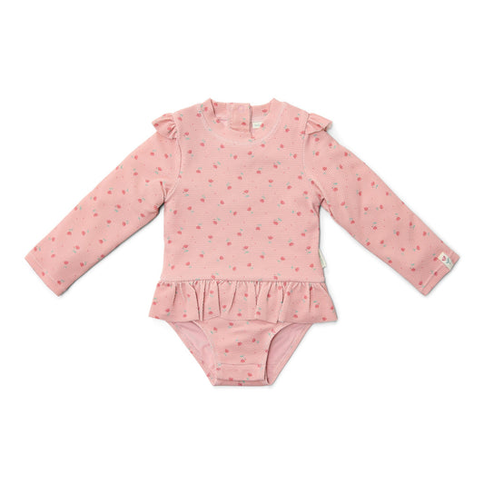 LITTLE DUTCH. Ολόσωμο μακρυμάνικο μαγιό για κορίτσια Sunny Flowers Blush