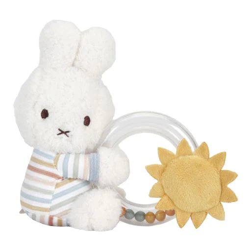 LITTLE DUTCH. Υφασμάτινη κουδουνίστρα με κρίκο Miffy Vintage Sunny Stripes