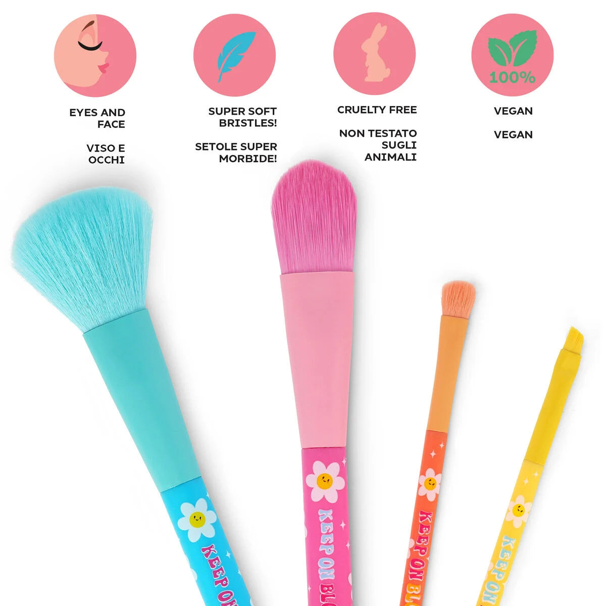 Legami. Set of 4 Daisy Makeup Brushes - Oh My Glow!
