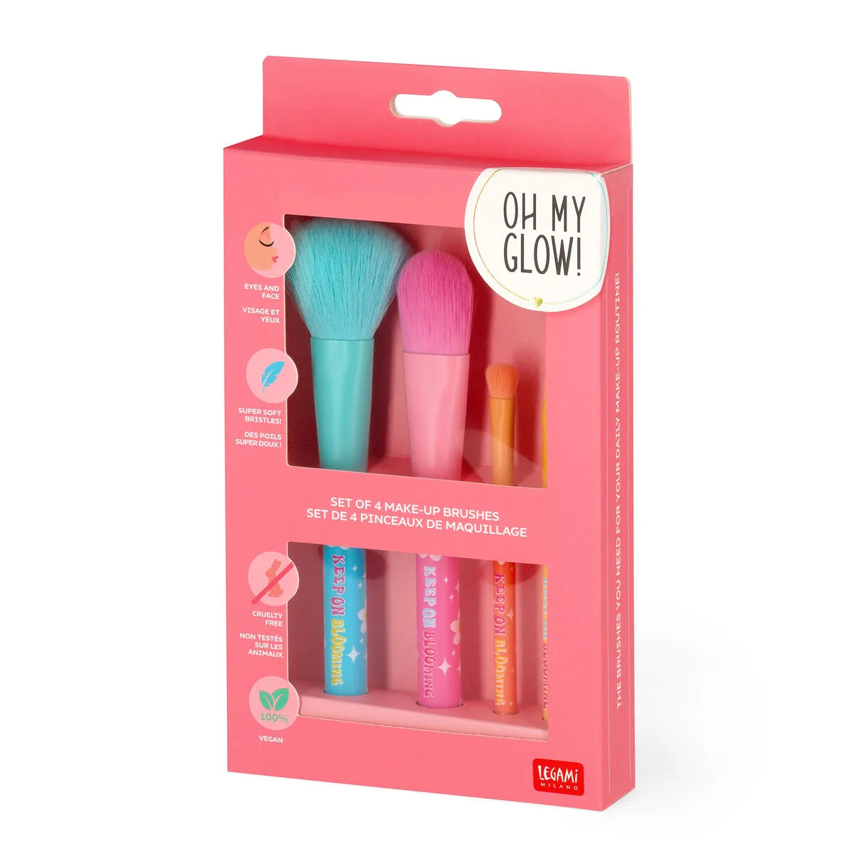 Legami. Set of 4 Daisy Makeup Brushes - Oh My Glow!