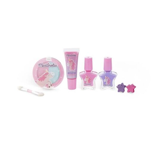 Martinelia Little Unicorn Beauty Βasics – 2 Χ Βερνίκια 3.5ml, Lip Gloss 9ml, Eye Shadow 1gr, 2 X Hair Clip & Applicator