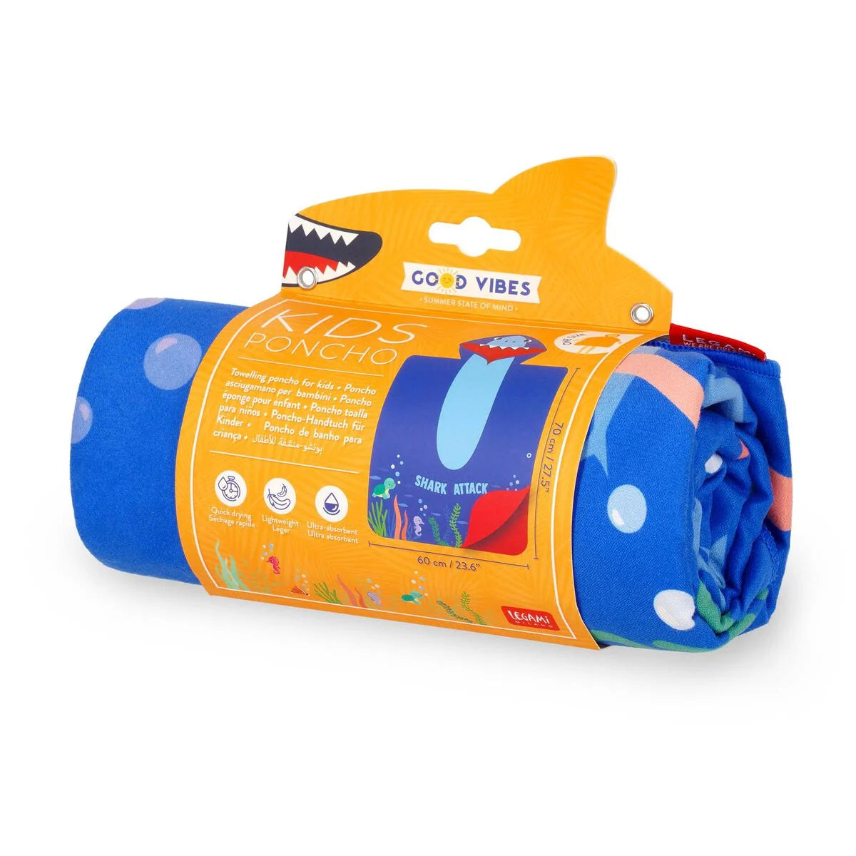 Legami. Shark Towelling Poncho For Kids - Kids Poncho