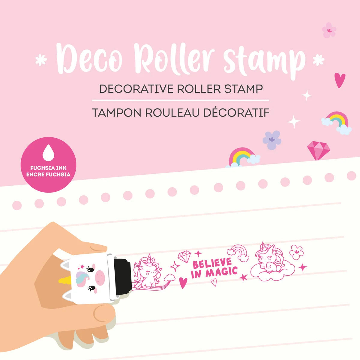 LEGAMI Διακοσμητική Σφραγίδα Roller Unicorn Φούξια Μελάνι