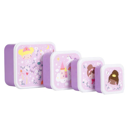 A little lovely company: Σετ 4 δοχεία φαγητού Lunch & Snack Box -Princesses