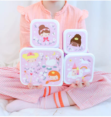 A little lovely company: Σετ 4 δοχεία φαγητού Lunch & Snack Box -Princesses