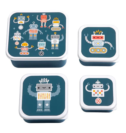 A little lovely company: Σετ 4 δοχεία φαγητού Lunch & Snack Box -Robots