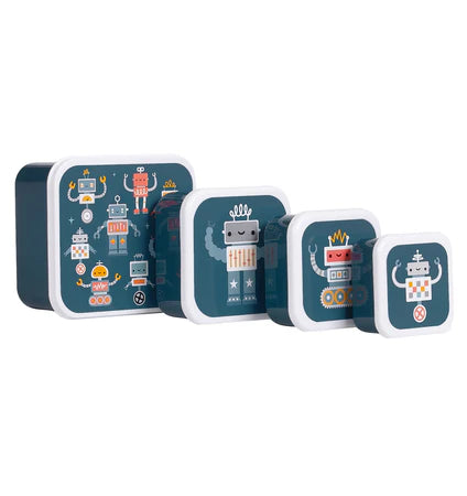 A little lovely company: Σετ 4 δοχεία φαγητού Lunch & Snack Box -Robots