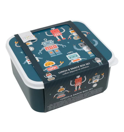 A little lovely company: Σετ 4 δοχεία φαγητού Lunch & Snack Box -Robots