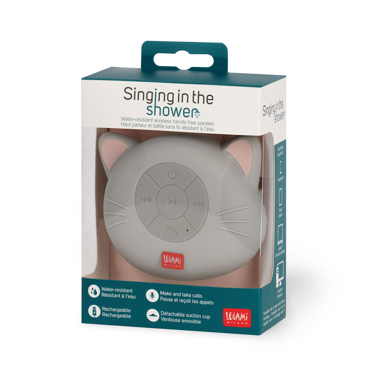 Legami Kitty Water-Resistant Bluetooth® Hands-Free Speaker - Singing In The Shower
