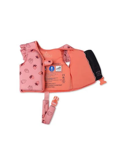 Swim Essentials: Σωσίβιο γιλέκο κολύμβησης με ιμάντα ασφαλείας για παιδιά 1-2 & 2-3 ετών "Strawberry Fields"