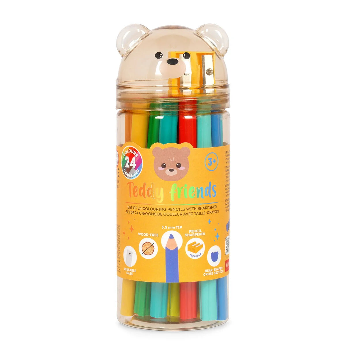 LEGAMI. Σετ 24 χρωματιστών μολυβιών με ξύστρα - Teddy Friends