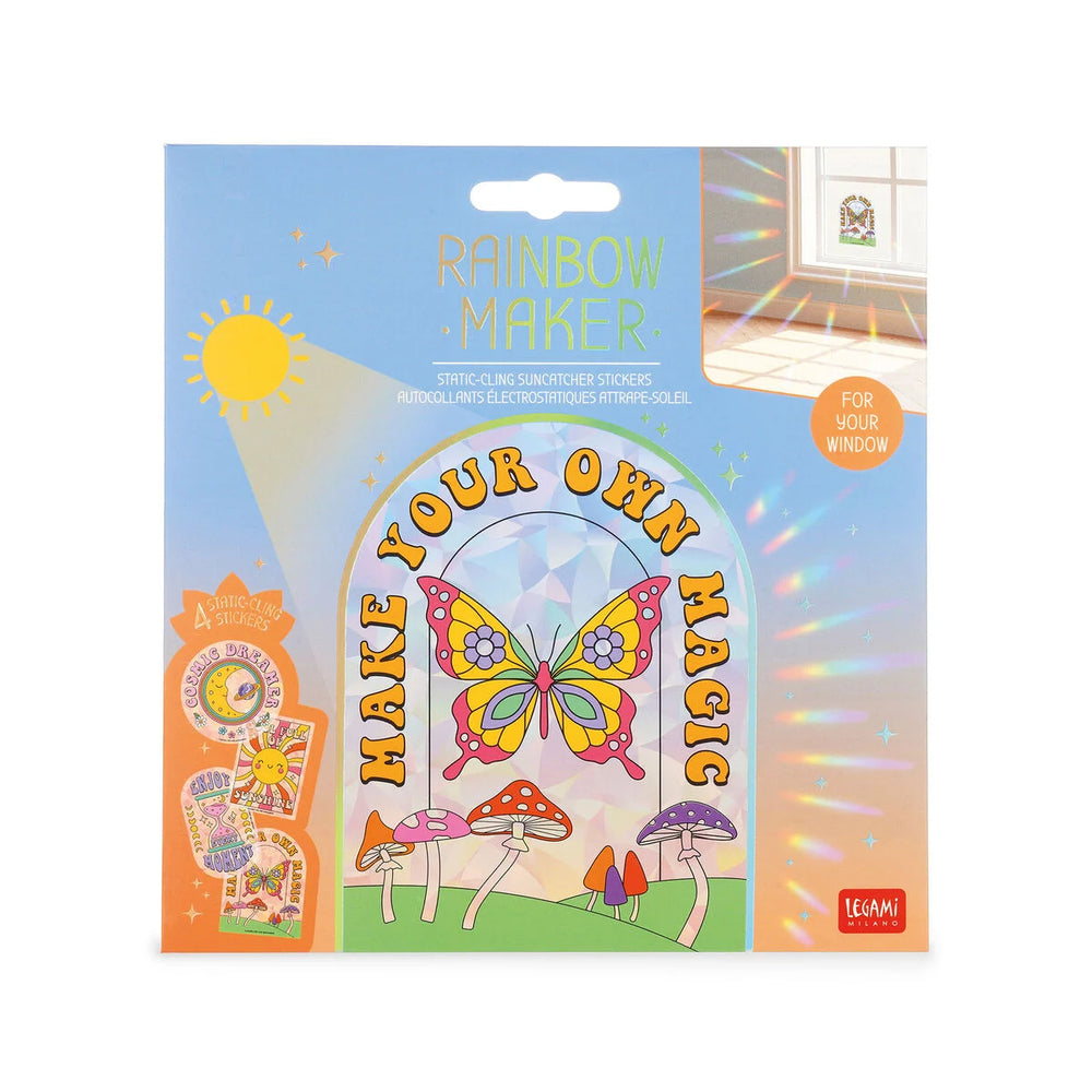 Set of 4 Static-Cling Suncatcher Stickers for Windows - Rainbow Maker