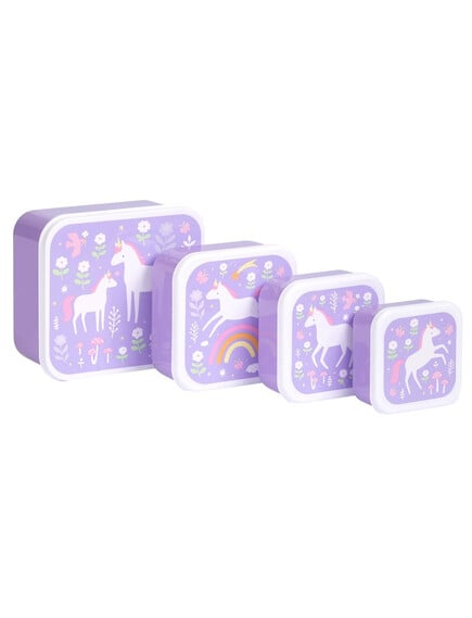 A little lovely company: Σετ 4 δοχεία φαγητού Lunch & Snack Box - Unicorn Dreams